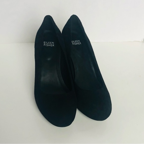 EILEEN FISHER - Suede Block Heel black Pump -like new- - Picture 3 of 12